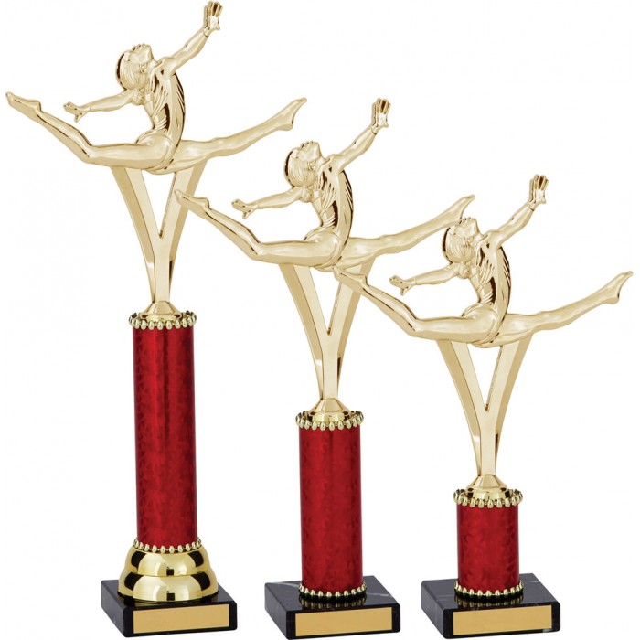 GYMNASTIC TROPHY WITH METAL FIGURE - AVAILABLE IN 3 SIZES